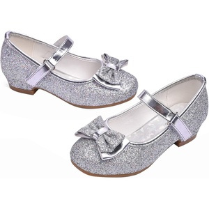 image:imageStelle Girls Dress Shoes Glitter Princess Shoe Flower Mary Jane Low Heels Party Wedding Prom Footwear for Toddler KidsSilver