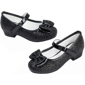 image:imageStelle Girls Dress Shoes Glitter Princess Shoe Flower Mary Jane Low Heels Party Wedding Prom Footwear for Toddler KidsT08black Glitter