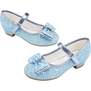 image:imageStelle Girls Dress Shoes Glitter Princess Shoe Flower Mary Jane Low Heels Party Wedding Prom Footwear for Toddler KidsT08icy Blue