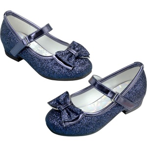 image:imageStelle Girls Dress Shoes Glitter Princess Shoe Flower Mary Jane Low Heels Party Wedding Prom Footwear for Toddler KidsT08navy Glitter