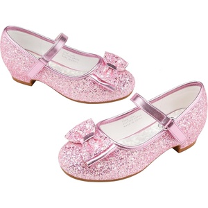image:imageStelle Girls Dress Shoes Glitter Princess Shoe Flower Mary Jane Low Heels Party Wedding Prom Footwear for Toddler KidsT08pink