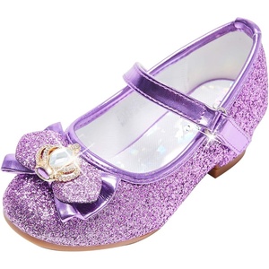 image:imageStelle Girls Dress Shoes Glitter Princess Shoe Flower Mary Jane Low Heels Party Wedding Prom Footwear for Toddler KidsT13purple Glitter