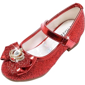 image:imageStelle Girls Dress Shoes Glitter Princess Shoe Flower Mary Jane Low Heels Party Wedding Prom Footwear for Toddler KidsT13ruby Red Glitter