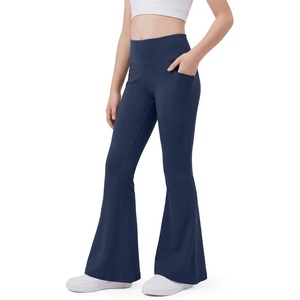 image:imageStelle Girls Flare Leggings Bell Bottoms Yoga Pants with Pockets High Waisted Bootcut Dance PantsNavy