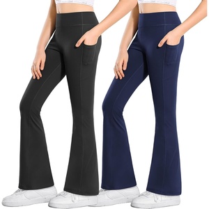 image:imageStelle Girls Flare Leggings with Pockets High Waisted Bootcut Yoga Pants Kids Dance Bell Bottoms Leggings15c5blackNavy