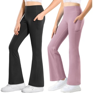 image:imageStelle Girls Flare Leggings with Pockets High Waisted Bootcut Yoga Pants Kids Dance Bell Bottoms Leggings16c6blackDusty Lavender
