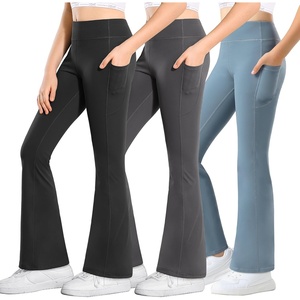 image:imageStelle Girls Flare Leggings with Pockets High Waisted Bootcut Yoga Pants Kids Dance Bell Bottoms Leggings17c7blackGreyGrey Blue
