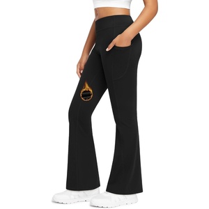 image:imageStelle Girls Fleece Lined Flare Leggings Kids Bell Bottom with Pockets Warm Winter Athletic Yoga PantsBlack