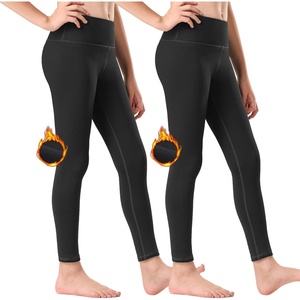 image:imageStelle Girls Fleece Lined Leggings Youth High Waist Warm Winter Athletic Yoga Pants with Hidden Pocket2packblack