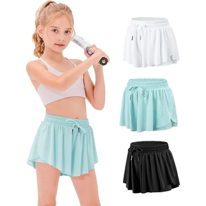 image:imageStelle Girls Flowy Shorts with Pockets Athletic Running Skirt High Waist Butterfly 2 in 1 Sports Short 516 YearsWhitelight Blueblack