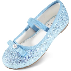 image:imageStelle Girls Glitter Dress Shoes Flower Wedding Mary Jane Ballet Flats with Strap ToddlerLittleBig KidsIcy Blue
