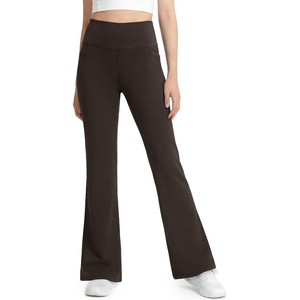 image:imageStelle Girls Leggings Flare Yoga Pants Kids Bootcut High Waisted Workout Dance Pants with PocketsEspresso