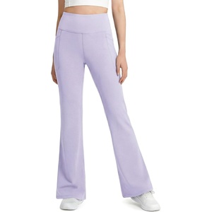 image:imageStelle Girls Leggings Flare Yoga Pants Kids Bootcut High Waisted Workout Dance Pants with PocketsLight Purple