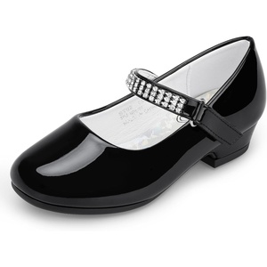 image:imageStelle Girls Mary Jane Dress Shoes Low Heel Glitter Patent Bow Kids Party Wedding Flower Girl School ShoesToddlerLittleBig KidClassic Patentblackchain