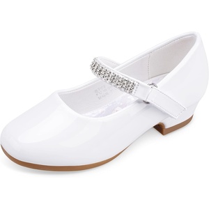 image:imageStelle Girls Mary Jane Dress Shoes Low Heel Glitter Patent Bow Kids Party Wedding Flower Girl School ShoesToddlerLittleBig KidClassic Patentwhitechain