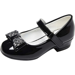 image:imageStelle Girls Mary Jane Dress Shoes Low Heel Glitter Patent Bow Kids Party Wedding Flower Girl School ShoesToddlerLittleBig KidElegant Square Buckleblack