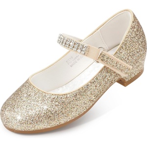 image:imageStelle Girls Mary Jane Dress Shoes Low Heel Glitter Patent Bow Kids Party Wedding Flower Girl School ShoesToddlerLittleBig KidGlitter Mary Janegoldchain