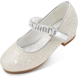 image:imageStelle Girls Mary Jane Dress Shoes Low Heel Glitter Patent Bow Kids Party Wedding Flower Girl School ShoesToddlerLittleBig KidGlitter Mary Janelight Silver