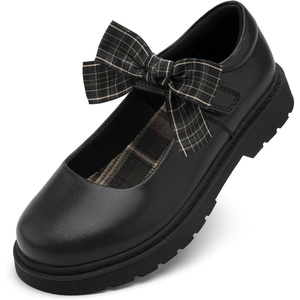 image:imageStelle Girls Mary Jane Shoes School Uniform Flats Dress Shoes Detachable Bow Chunky Formal for LittleBig KidsBlack