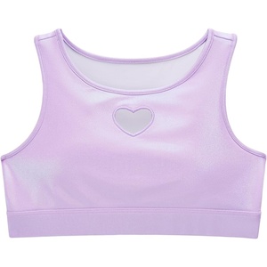 image:imageStelle Girls Metallic Dance Tops Sparkly Crew Neck Crop Tank Tops Shiny Sleeveless Racerback Dancewear for GymnasticsLavender