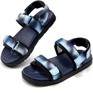 image:imageStelle Girls Summer Casual OpenToe Flat Toddler Kids Sandals  Triple HookandLoop Straps Adjustable Fit Walking Outdoor Water Beach Play Lightweight Comfort Everyday Wear Girls amp BoysBlue Ombre