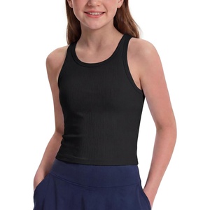 image:imageStelle Girls Tank Tops Kids Athletic Tank Top High Neck Crop Tops for GirlBlack