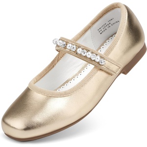image:imageStelle Girls Wedding Dress Shoes Ballet Flats Flower Party Mary Jane with Beaded Straps ToddlerLittleBig KidsGold