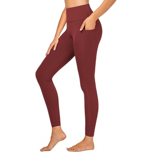image:imageStelle High Waisted Yoga Leggings with Pockets Buttery Soft Workout Yoga Pants for Women Tummy Control Running GymBrushed Buttery Softburgundy