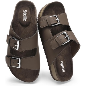 image:imageStelle Kids Sandals Boys Summer Shoes Girls Slippers Slip on Slides with Adjustable Straps for Little KidBig KidChocolate