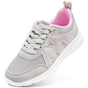 image:imageStelle Kids Sneakers Girls Tennis Shoes NonSlip Lightweight Breathable Athletic Sports Running ShoesLight Grey