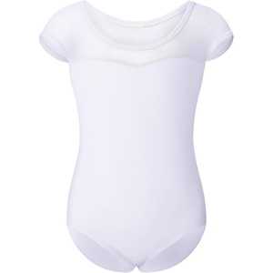image:imageStelle Leotards for Girls Ballet Dance Leotard Mesh Short Sleeve Gymnastics Outfits for ToddlerLittleBig KidsWhite Mesh Cap Sleeves