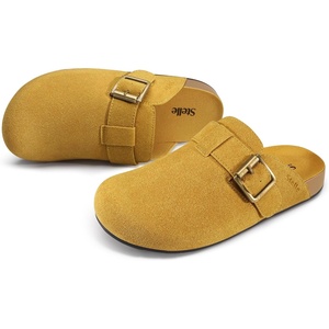 image:imageStelle Suede Clogs for Women Men Potato Shoes with Arch Support Leather Cork Footbed Mules Slip on Home SlippersMustard