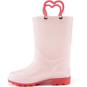 image:imageStelle Toddler Rain Boots for Girls  Waterproof Flexible cozy Lightweight EasyOn Heart Handles NonSlip sole Rain puddle play everyday wear Toddler to big kidsLight Pink