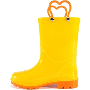 image:imageStelle Toddler Rain Boots for Girls  Waterproof Flexible cozy Lightweight EasyOn Heart Handles NonSlip sole Rain puddle play everyday wear Toddler to big kidsYellow