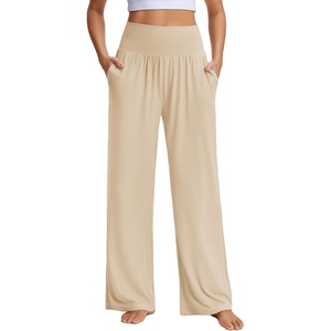 image:imageStelle Wide Leg Yoga Pants for Women High Waisted Super Comfy Buttery Soft Lounge Pants with Pockets 262830 InseamBeige