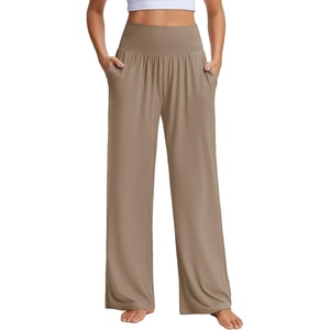 image:imageStelle Wide Leg Yoga Pants for Women High Waisted Super Comfy Buttery Soft Lounge Pants with Pockets 262830 InseamMocha