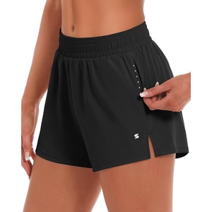 image:imageStelle Womens 35 High Waisted Running Shorts QuickDry Gym Shorts Workout Athletic Shorts Mesh Liner with Zipper PocketsBlack