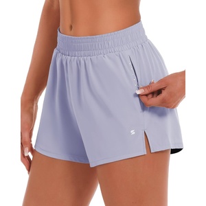 image:imageStelle Womens 35 High Waisted Running Shorts QuickDry Gym Shorts Workout Athletic Shorts Mesh Liner with Zipper PocketsPurple Haze
