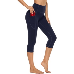image:imageStelle Womens Capri Yoga Pants with Pockets Essential High Waisted Leggings for WorkoutCotton Like Softnessnavy