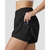image:imageStelle 2 in 1 Womens Running Shorts High Waisted Athletic Workout Gym Short with Zip PocketsBlack