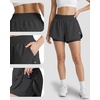 image:imageStelle 2 in 1 Womens Running Shorts High Waisted Athletic Workout Gym Short with Zip PocketsGrey