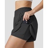 image:imageStelle 2 in 1 Womens Running Shorts High Waisted Athletic Workout Gym Short with Zip PocketsGrey