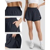 image:imageStelle 2 in 1 Womens Running Shorts High Waisted Athletic Workout Gym Short with Zip PocketsNavy