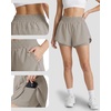 image:imageStelle 2 in 1 Womens Running Shorts High Waisted Athletic Workout Gym Short with Zip PocketsSandy Grey
