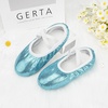image:imageStelle Ballet Slippers for Girls Glitter Metallic Vegan Leather Full Sole  Ballet shoes for girls Ballerina slippers Crisscross elastic straps Suede full outsole Recitals CostumesBlue