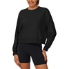 image:imageStelle Cropped Sweatshirts for Women Cotton Long Sleeve Crop Tops Crewneck Pullover Oversized SweaterBlack