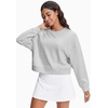 image:imageStelle Cropped Sweatshirts for Women Cotton Long Sleeve Crop Tops Crewneck Pullover Oversized SweaterNeutral Grey
