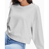 image:imageStelle Cropped Sweatshirts for Women Cotton Long Sleeve Crop Tops Crewneck Pullover Oversized SweaterNeutral Grey