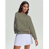 image:imageStelle Cropped Sweatshirts for Women Cotton Long Sleeve Crop Tops Crewneck Pullover Oversized SweaterUtility Green