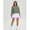 image:imageStelle Cropped Sweatshirts for Women Cotton Long Sleeve Crop Tops Crewneck Pullover Oversized SweaterUtility Green